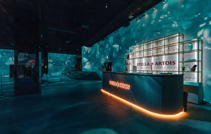 stella artois event modern floor bar